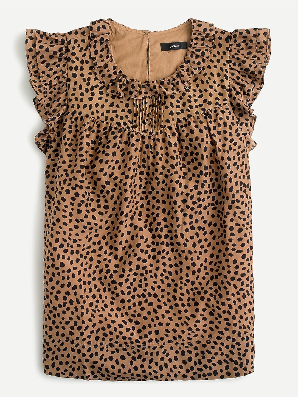 J. Crew Brown Dot Ruffle Flutter Short Sleeve Blouse Size Medium Top Casual